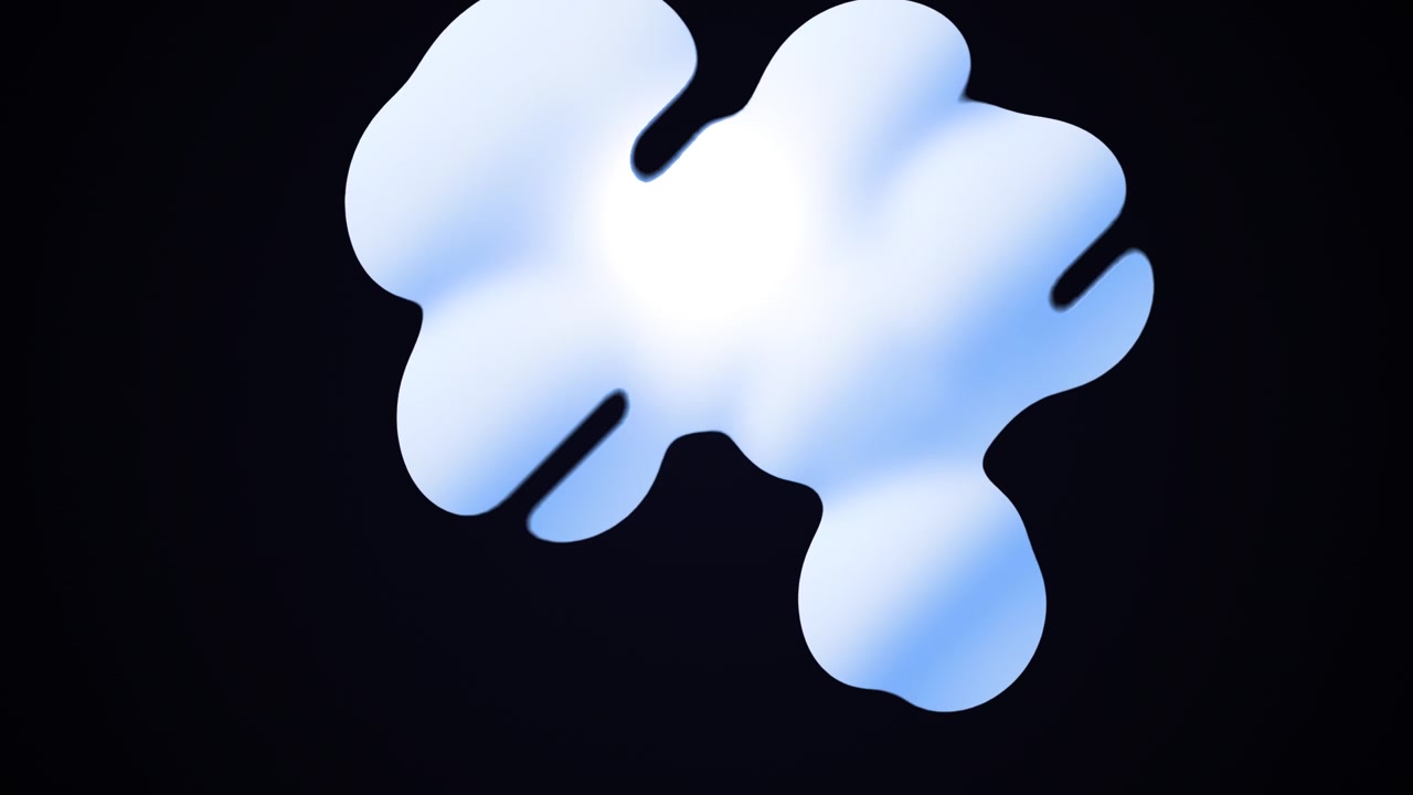 Blob liquido blu astratto in 3D che si trasforma su sfondo nero