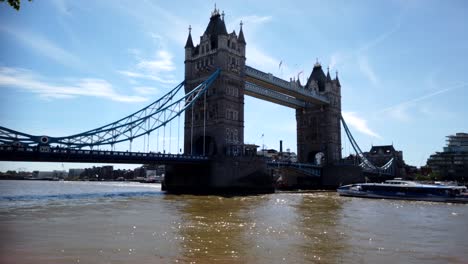 timelapse of tower bridge, located on the river thames in london, england, uk