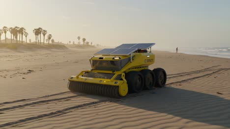 Autonomous Solar-Powered Robot Traversing Sandy Beach with Palm Trees: A Showcase of Innovative Robotics and Eco-Friendly Technology in Action