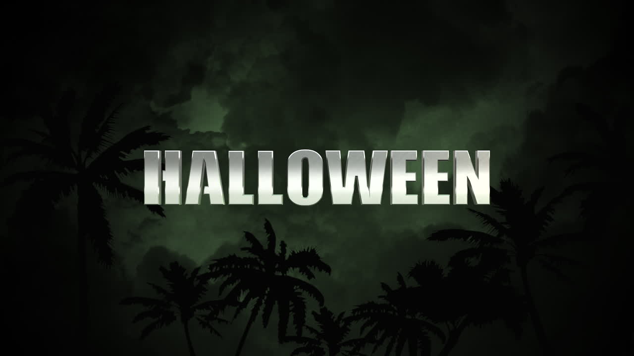 halloween con palmeras en la selva en la noche oscura