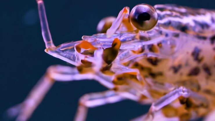 Primo piano macro di un invertebrato acquatico trasparente