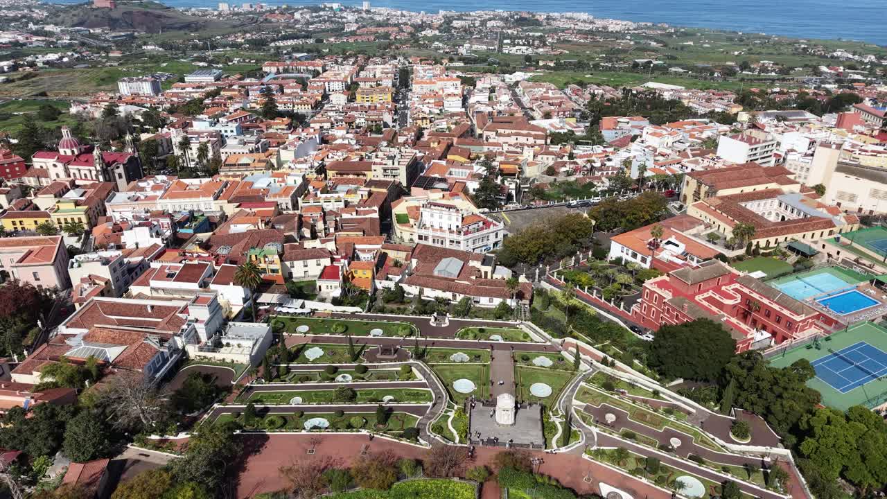 Victoria Gardens. La Orotava, Teneriffa, Espanja. Drone-ilmakuva.