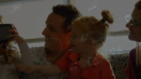 animation of mathematical drawings and equations over family using vr headset