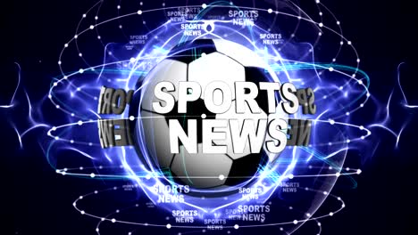 sports news text animation and sport balls, loop