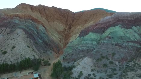 aerial view seven colour hill near purmamarca village , argentina