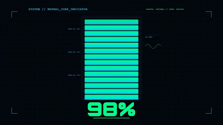 Digital Neural Core Loading Progress Bar Interface