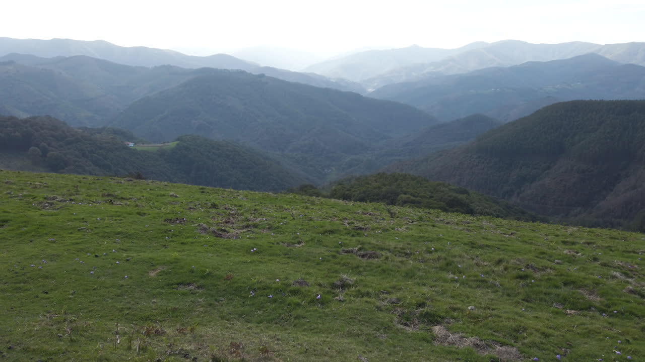 Mountain Range Landscape with Green Grass