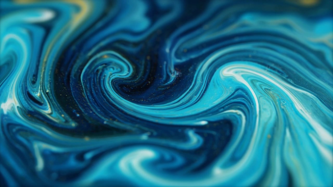 Abstract Swirling Blue and Gold Liquid Paint Texture