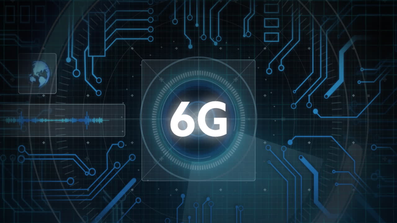 un concepto de red 6g futurista se muestra en una interfaz digital