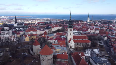 aerial flying towards church of st