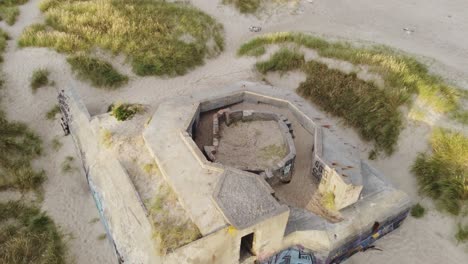 Flyover Coastal Battery Klitm&oslash;ller in Denmark - Aerial Drone Shot