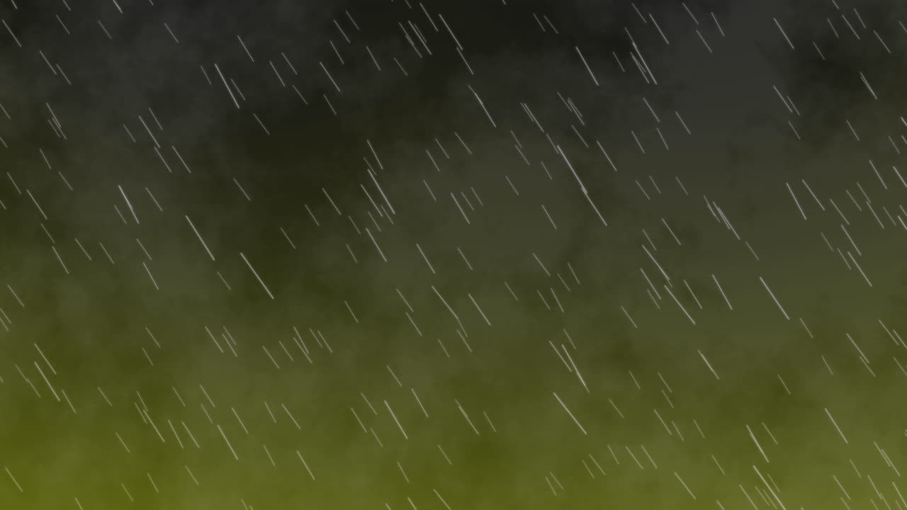 Animated Rain Falling Against a Dark Greenish Sky