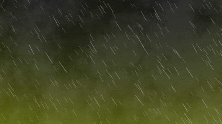 Animated Rain Falling Against a Dark Greenish Sky