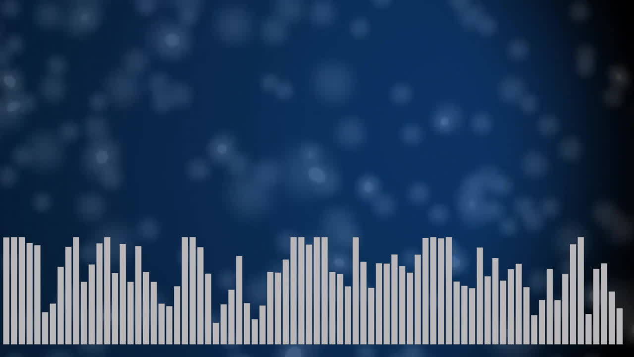 Animating sound wave over blue bokeh background