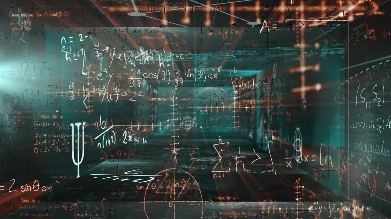 animación de ecuaciones matemáticas sobre un fondo negro