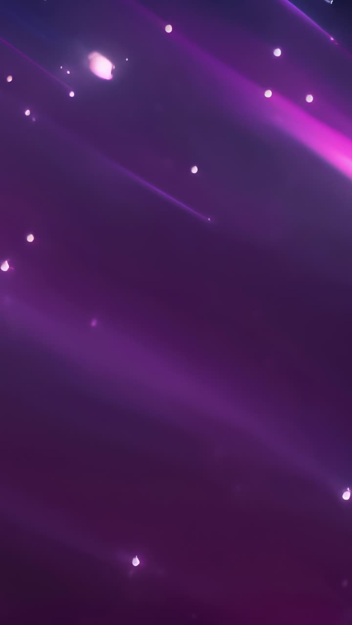 Vertical video: Opening nebula scene showing meteors streaking diagonally and flickering star dots