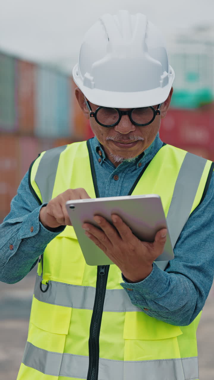 Engineer Reviewing Documents at a Port
