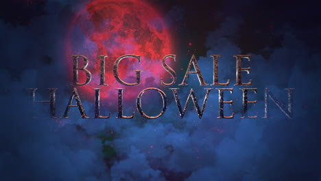 halloween big sale with red big moon and mystical cloud