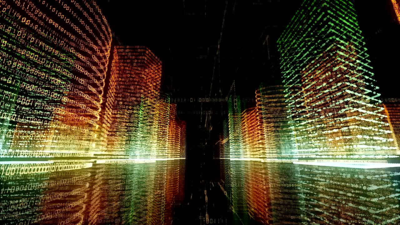 ciudad virtual abstracta dentro de un sistema informático. holograma 3d ciudad digital de grandes datos