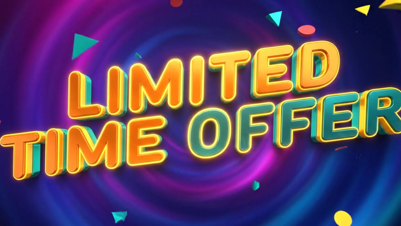 Texto Animado de Oferta por Tempo Limitado com Fundo Abstrato