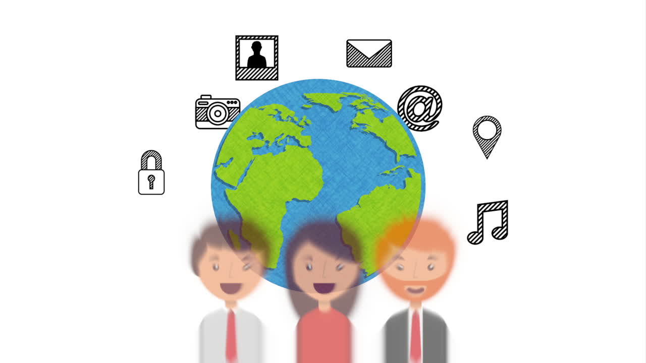 전자상거래 기술 애니메이션을 가진 사업가