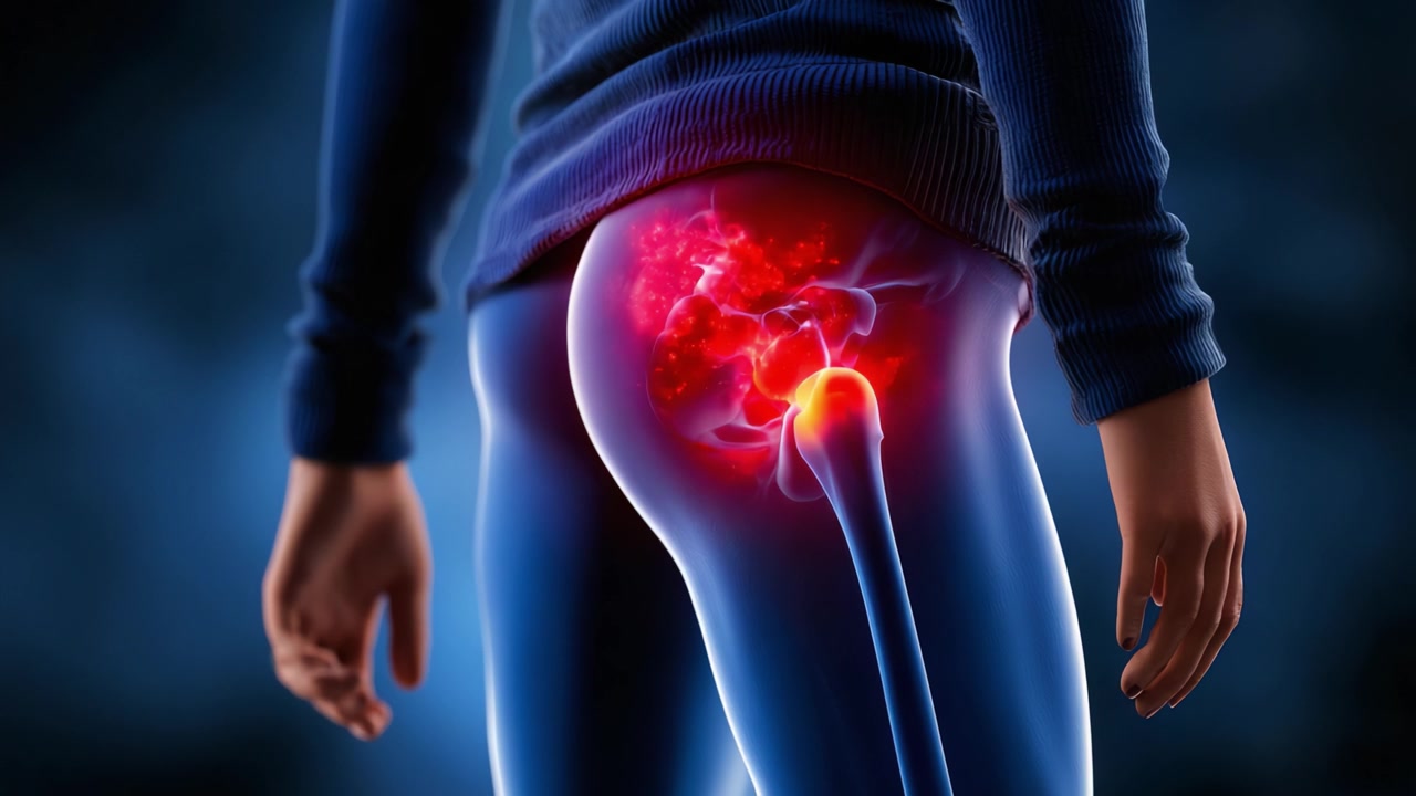 Illustration of Hip Anatomy Focusing on Pain Perception and Joint Issues: A Visual Representation of the Complexities of Hip Disorders in Human Body Mechanics