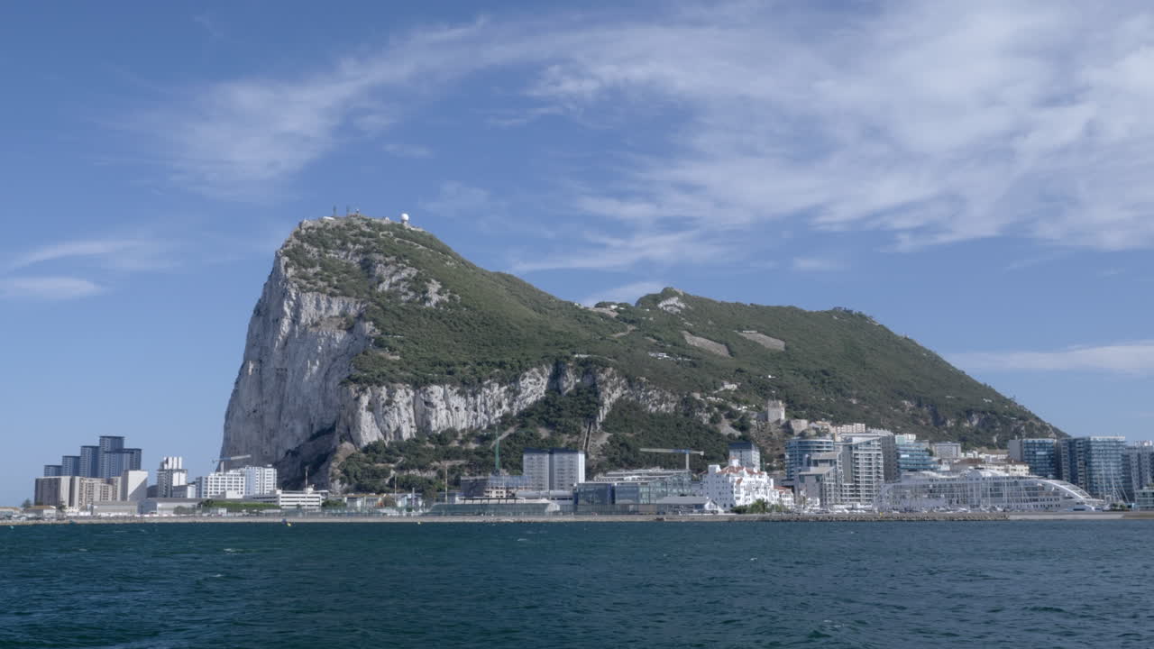 Gibraltar with its airport and part of the skyline as seen from La Linea de la Concepcion in Spain