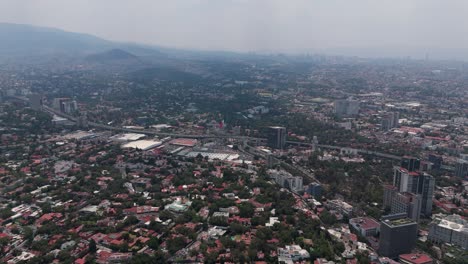 aerial drone views of the western part of mexico city