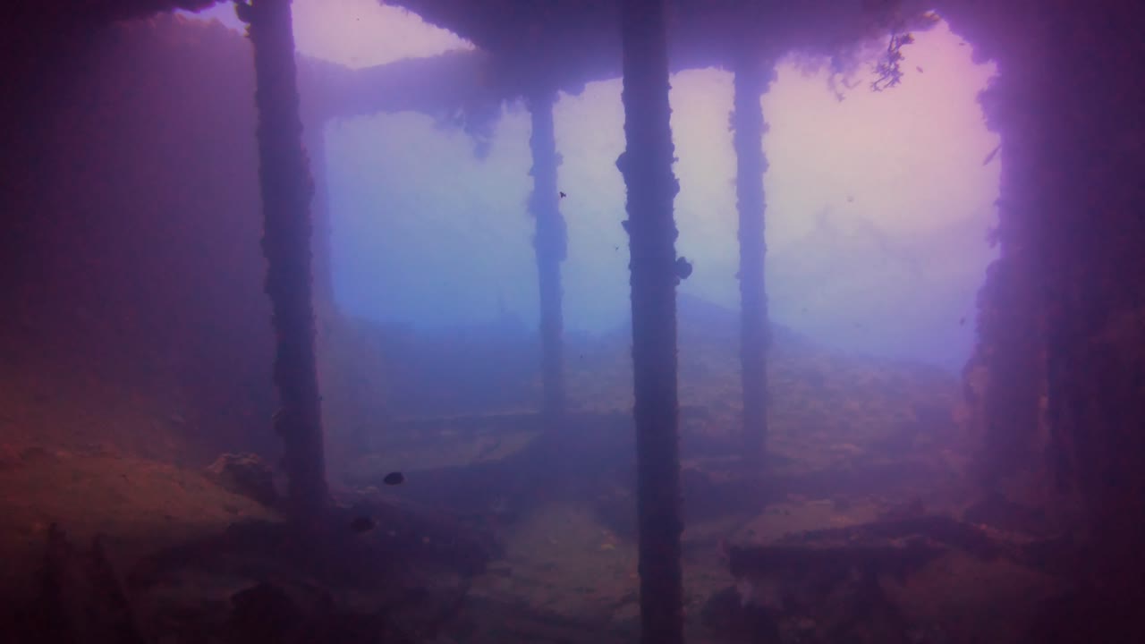 scuba inside underwater wwii wreck