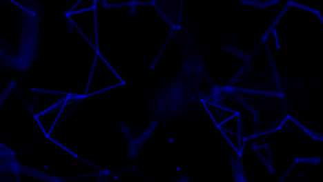 plexo de líneas, triángulos y puntos azules abstractos sobre un fondo negro