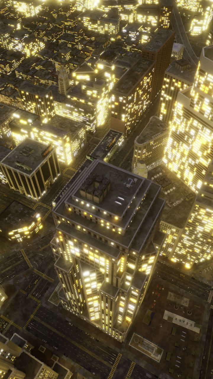 City skyline illuminated at night showcasing vibrant lights and energy