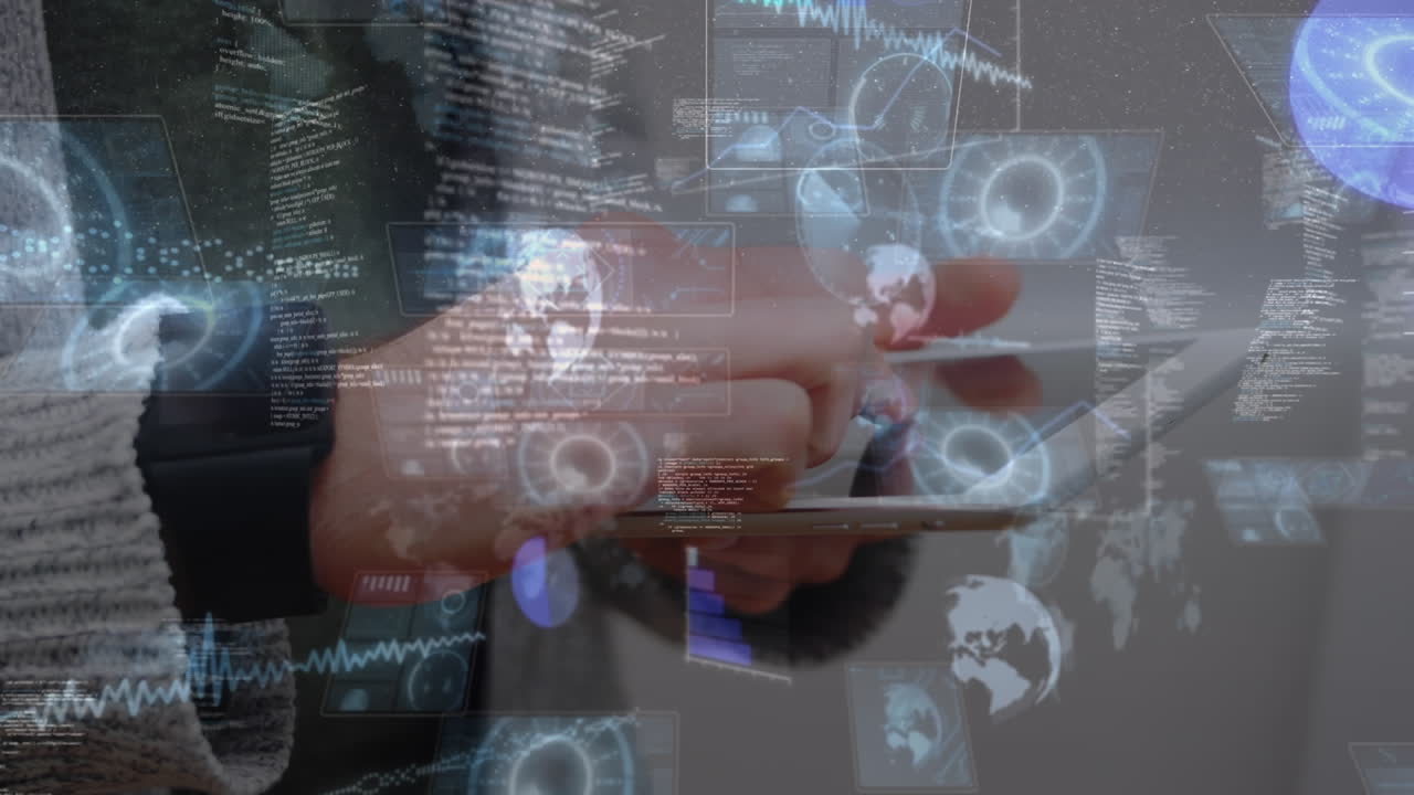 animación del procesamiento de datos sobre un científico que sostiene una jeringa con vacunación