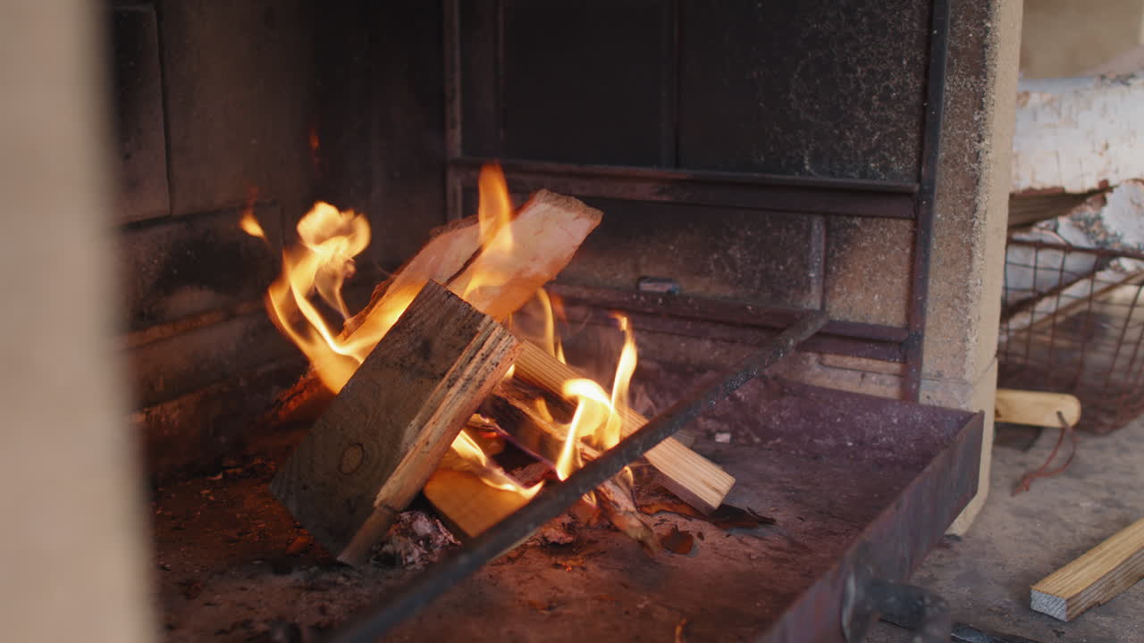Beautiful Fire in Outdoor Fireplace
