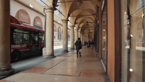 covered pedestrian mall in an italian city