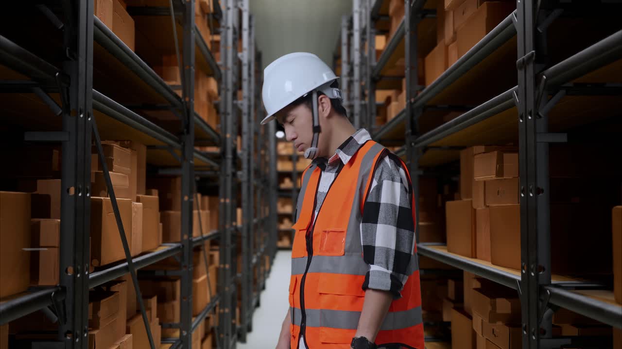 trabajador de almacén estresado y abrumado