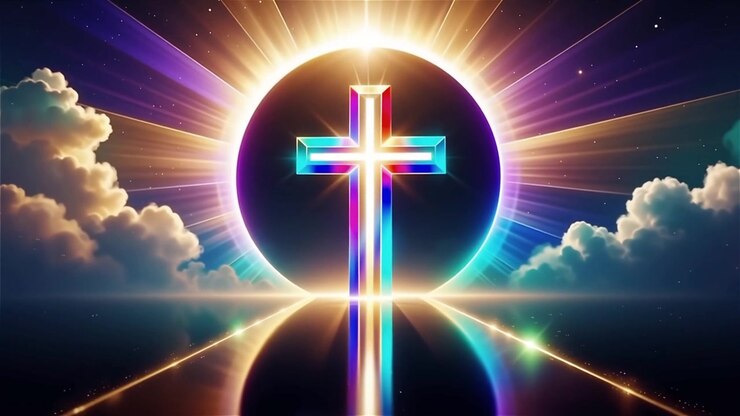 Christian Cross Heavenly Light Worship Background