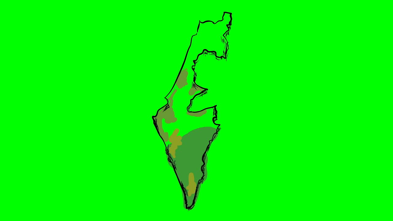 Israel drawing colored map on green screen isolated whiteboard