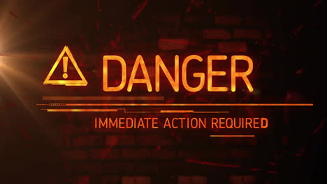 animation of exclamation in triangle, danger, immediate action required text on abstract background