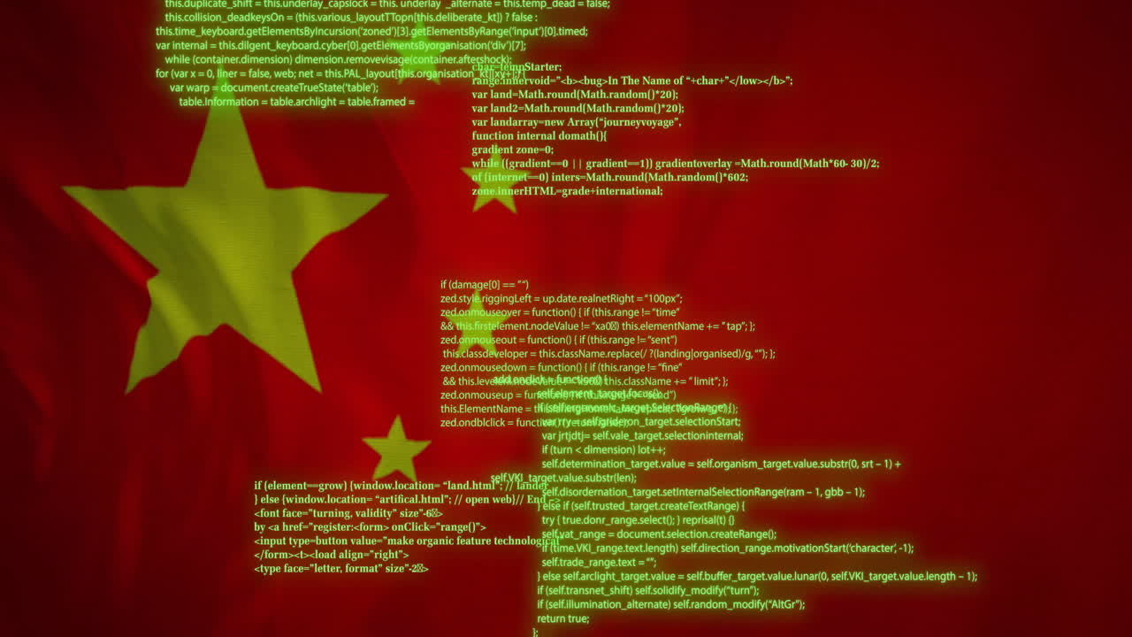 animación del procesamiento de datos sobre la bandera de china