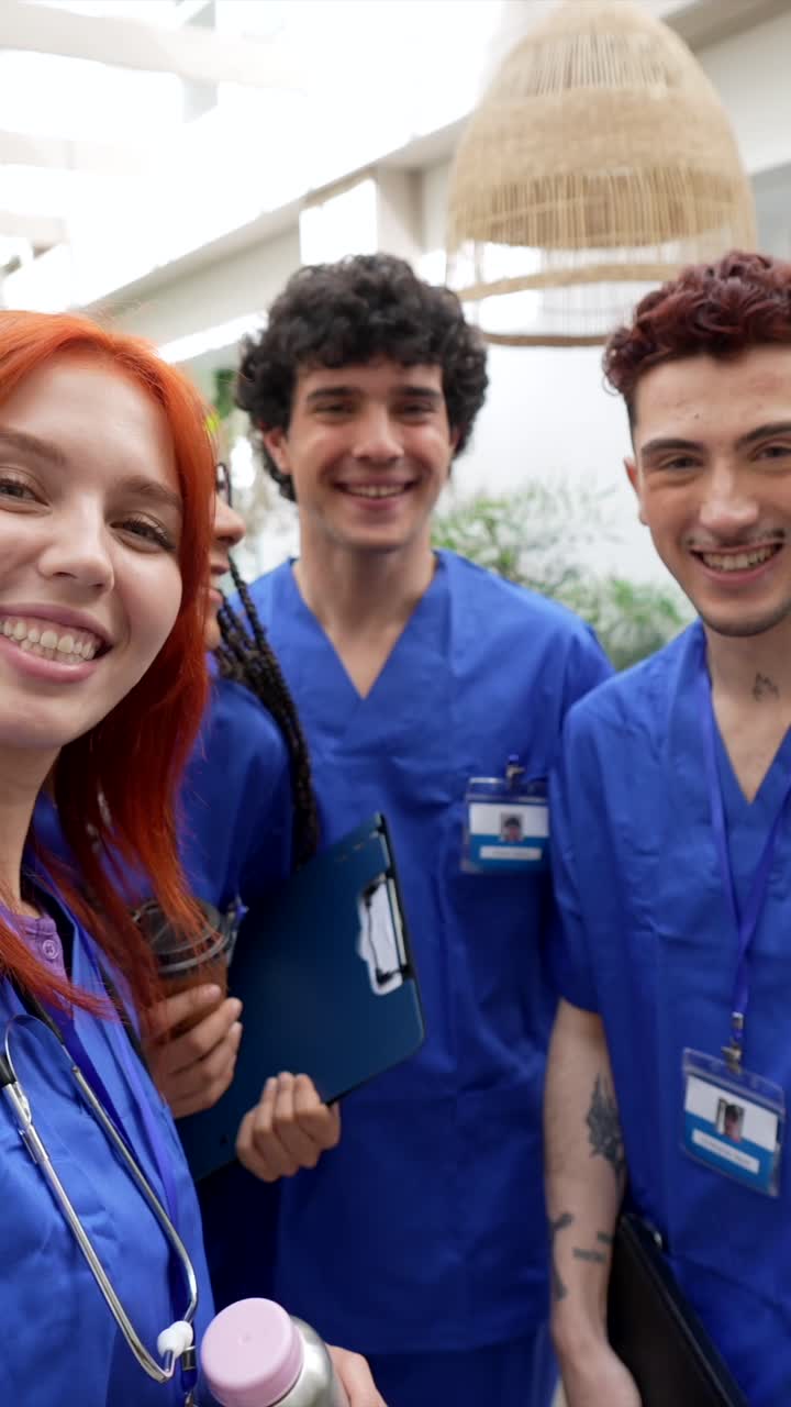 Happy Group of Diverse Medical Students Smiling and Laughing