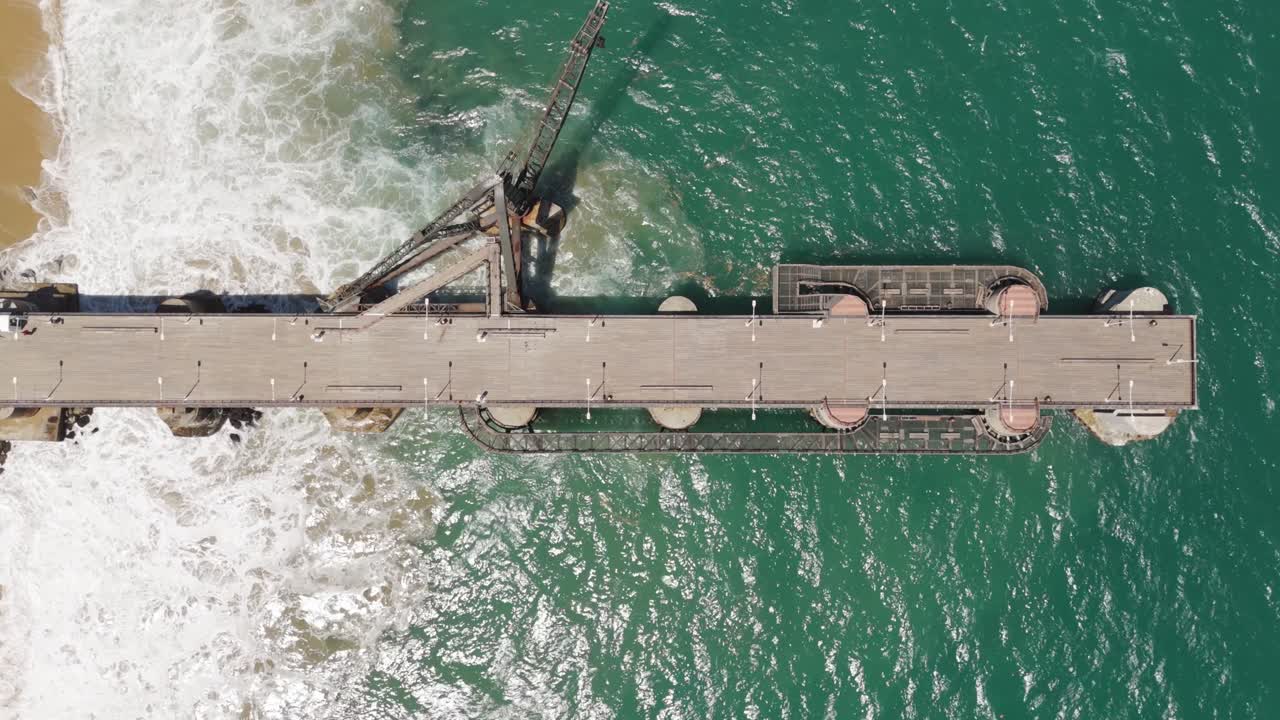 Aerial Birds Eye View Of Vergara Pier In Vina Del Mar