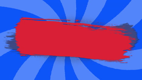 digital animation features a red paint splash and stars on striped waves with speech bubbles.