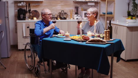 paralyzed man toasting with wine