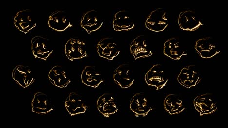 dynamic glow effects set of 24 emoticon faces. neon emotional signs. looped