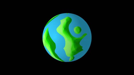 3d animation rotated low poly blue planet, globe illustration - loop