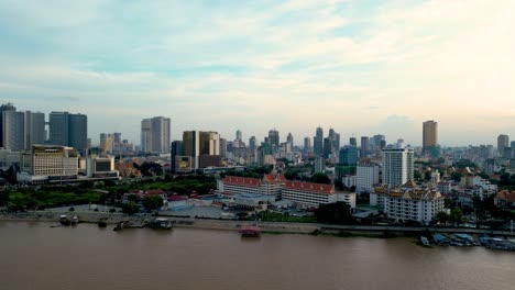 Mekong river Phnom Penh city buildings skyline Cambodia Southeast Asia