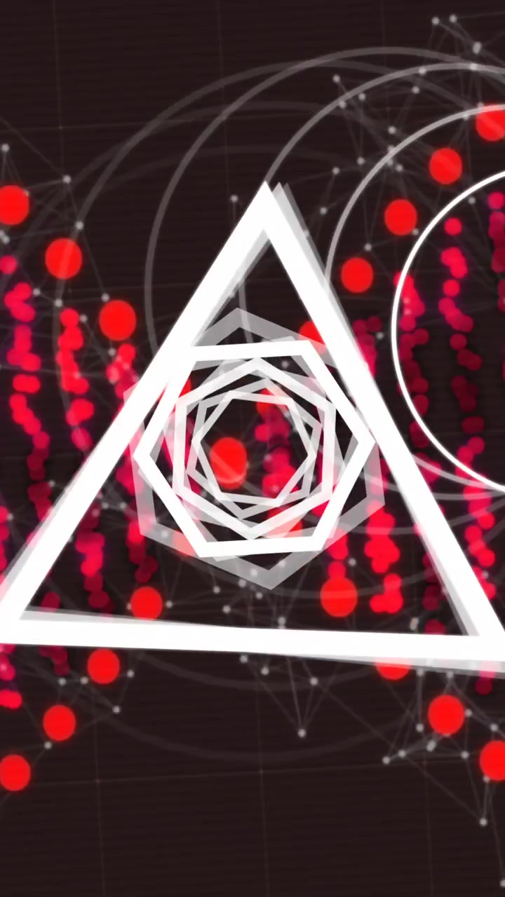 Animation of white shapes over dna strand spinning