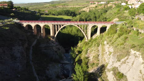 drone view of a bridge in a sunny day