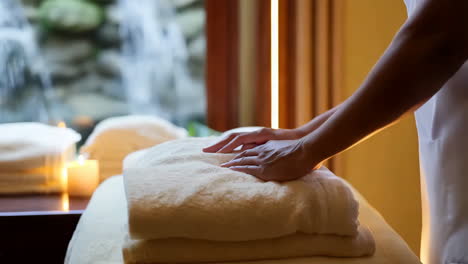 spa towels being prepared