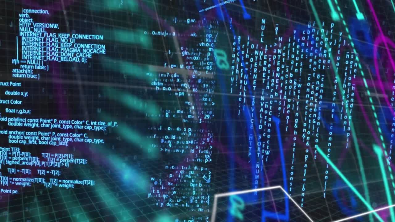 Animation of scope scanning and data processing on black background